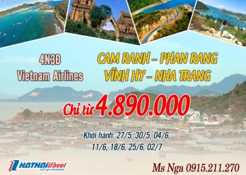 CAM RANH – PHAN RANG – VĨNH HY – NHA TRANG 4N3D bay Vietnam Airlines